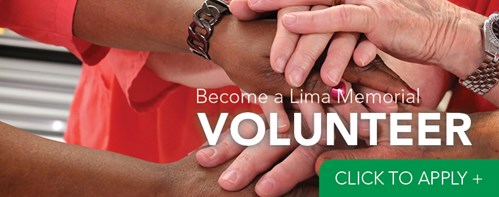 Become a Volunteer Text, image of volunteers hands